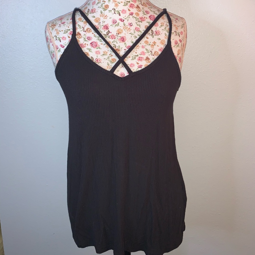 Black strappy spaghetti strap top